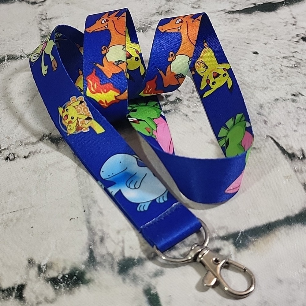 Pokémon Multi Character‎ Lanyard Necklace With Clip Pikachu Charizard Mewtwo